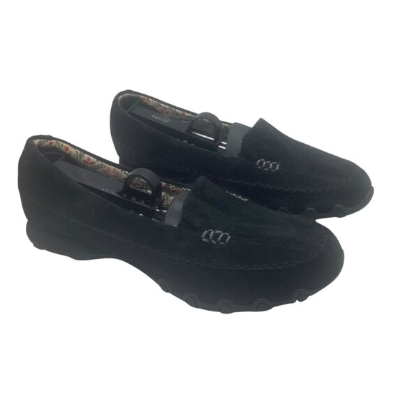 Skechers Relaxed Fit Black Suede Loafers Women Size 7 Memory Foam Comfort - Picture 1 of 8